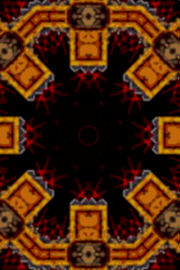 The secret super-hard bonus level of the video game Cave Story, as seen through a kaleidoscope, or in this case the back of someone's eyes.