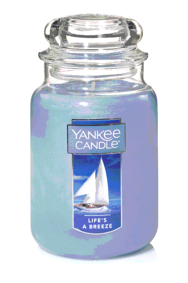 A Life’s a Breeze scented candle.