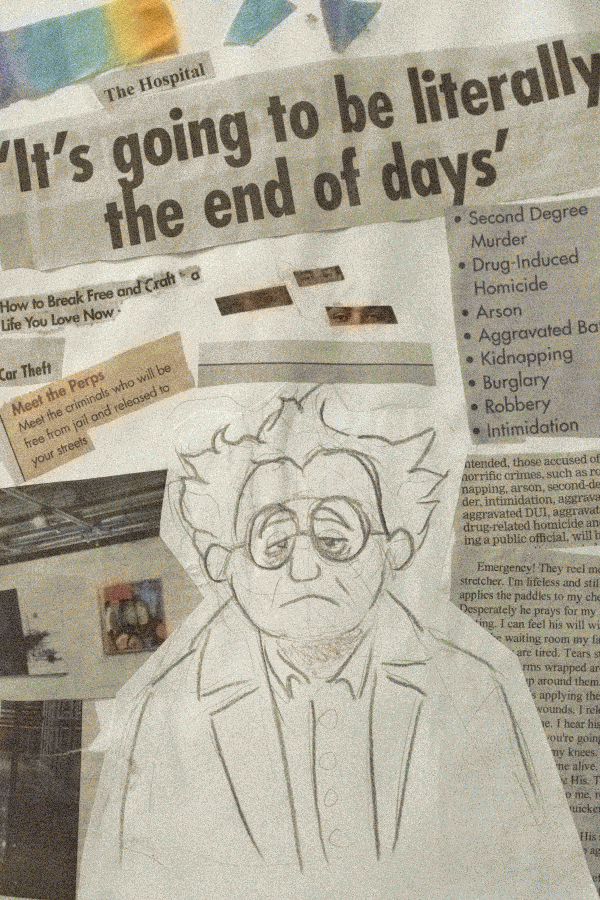 Alex Process could be seen looking directly at the camera. Above him was text describing the end of the world and the crimes that will occur. Clever readers will notice that Alex is just Drew with his hair brushed differently.