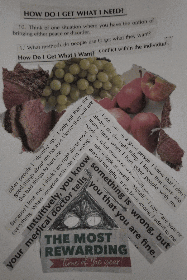 A collage of quotes about having the self-confidence to pursue what you want. Most of the quotes were arranged into the shape of a Christmas tree.