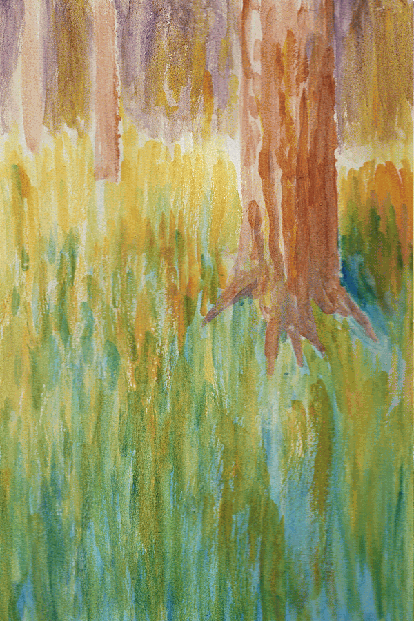 He saw a tree in a field.