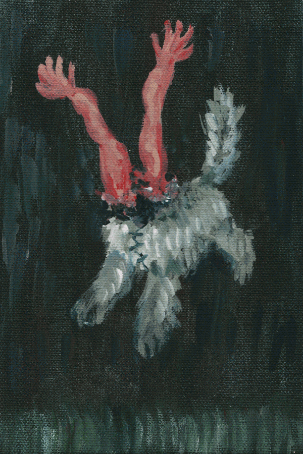 Acorn’s head split open, revealing gore-soaked human arms.