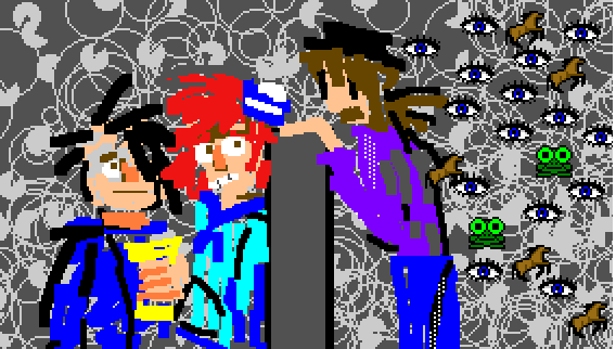 Joseph was peering over a barrier at Randy and Dan.