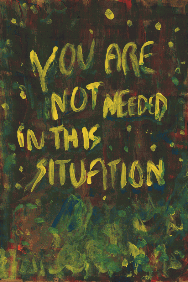 It opened into a vast darkness. The words "You are not needed in this situation" hung in the air, in much the same way that chickens don't.