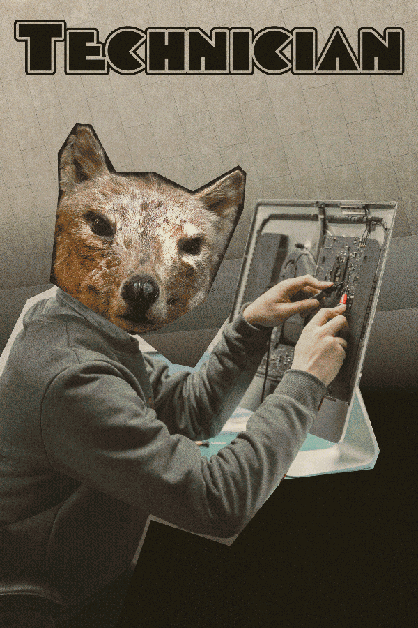 An anthropomorphic Tasmanian tiger working on some sort of electronic device.