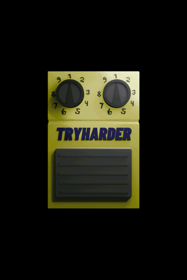 A electronic device not unlike a guitar pedal, with two dials that go from 1 to 9.