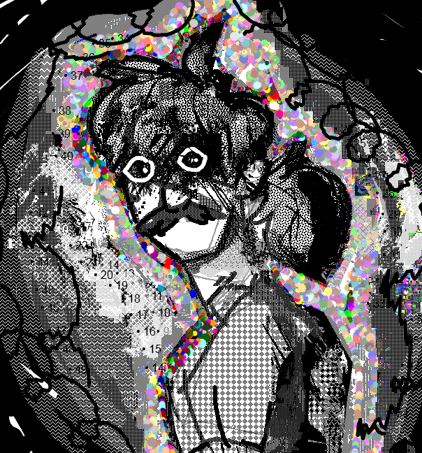 Josie, our secondary character, looking over their shoulder at the viewer.